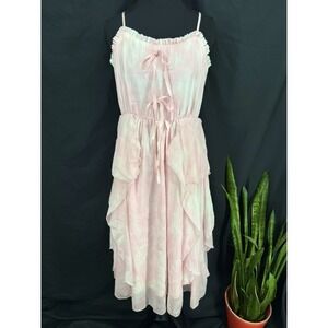 Pink Sheer Fairy Midi Dress S Coquette Whimsi Ethereal Feminine Wedding Guest